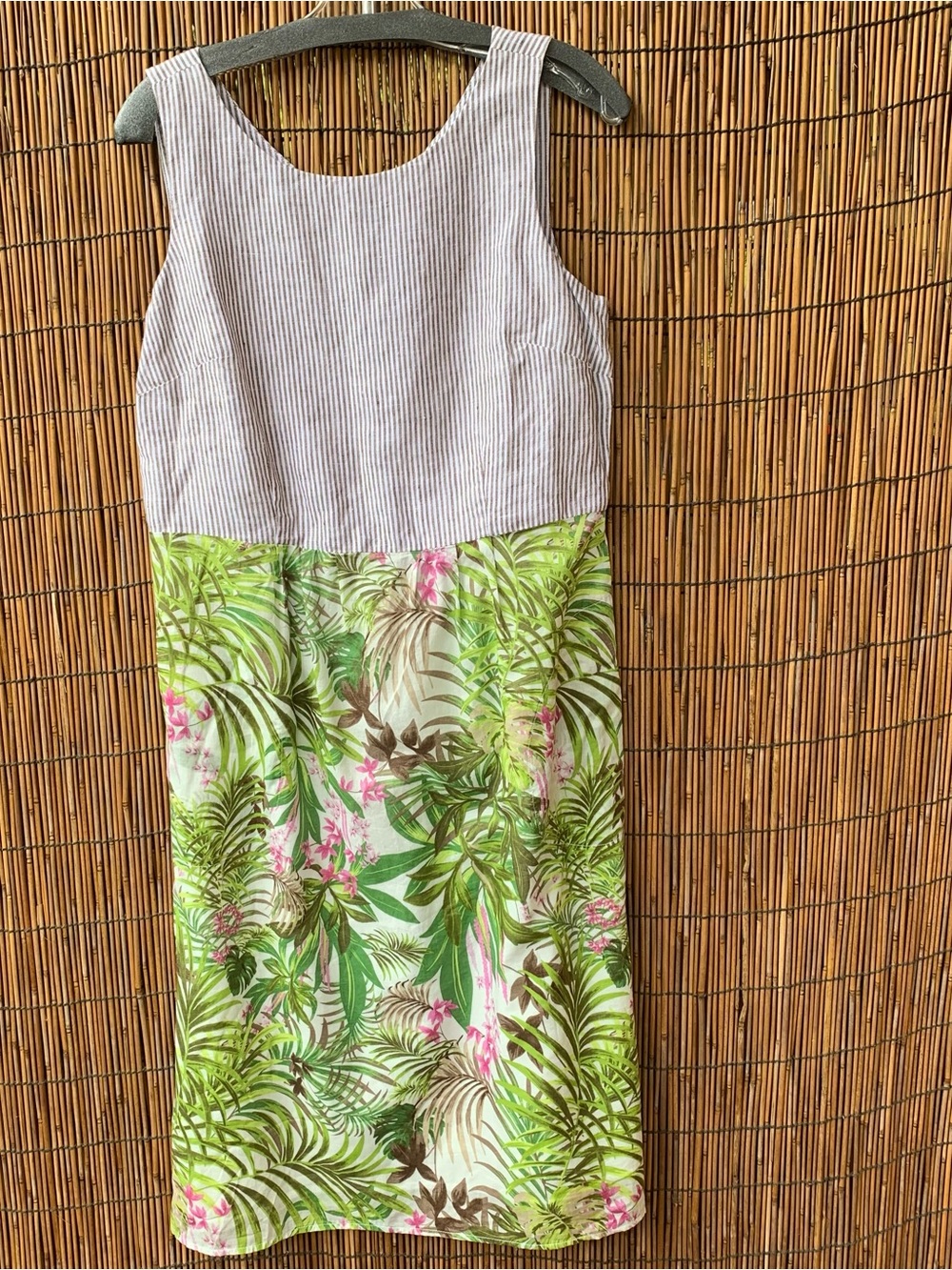 J Jill Sleeveless Linen/CottonTropical Print Dress